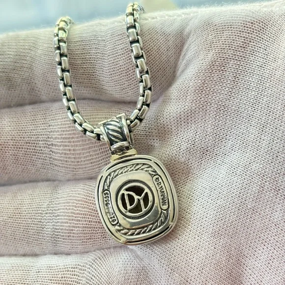 David Yurman 925 & 14k Gold Albion Pendant Necklace with Lemon Citrine 16" - Picture 8 of 10